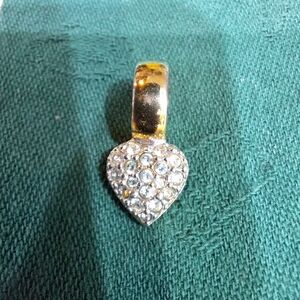 Swarovski Gold and Pave Heart Charm